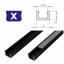 Hliníkový profil LUMINES X 1m pro LED pásky, černý
