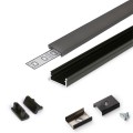Černý hliníkový profil pro 8, 10 a 12mm LED pásky, 1m kouřový kryt