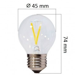 Retro LED žárovka E27  4W 400lm G45, studená, filament, ekvivalent 32W