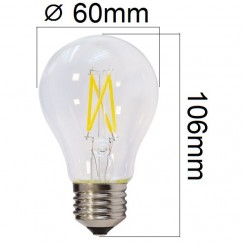 Stmívatelná retro LED žárovka E27 6W 600lm teplá, filament, ekvivalent 48W